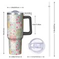 thumbnail image 2 of 40oz Pioneer Flower Floral Print Pattern Insulated Tumbler with Handle, BPA-Free Leak Proof Lid and Straws, Double Wall Vacuum, Hot 12h/Cold 34h, 2 of 6