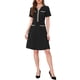 thumbnail image 1 of INSPIRE CHIC Vestido de Mujer para Trabajo con Cuello en V, Mangas Cortas, Con Adorno de Tweed, Vestido Elegante de Oficina en Corte A, Talla XS, Negro, 1 of 6