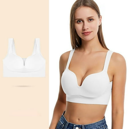 Women s Bra  Embroidered Comfort  Seamless Support  Breathable Underwire-Free  Non-Padded  Casual Sleepwear  for Daily Wear  Nursing Friendly  Soft Elastic Band  Seamless Bralette | White M