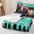 thumbnail image 4 of Homewish Pink Teal Drippy Baseball Bat Print Quilt Full,Colorful Sports Full Bedspread Sets For Kids Boys And Girls,3 Pieces, 4 of 7