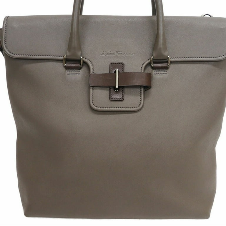 Pre Owned Salvatore Ferragamo Leather Large Tote Bag Greige Belt Flap Women s Good Walmart
