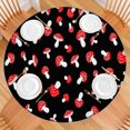 thumbnail image 2 of Red Mushroom Polka Dot Black Pattern Round Fitted Tablecloth with Elastic Edge,Dining Table Cover Waterproof,Outdoor Round Tablecloth for Camping,Dining,Indoor and Outdoor, 2 of 7