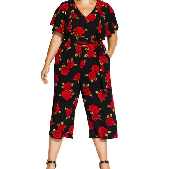 City Chic Womens Rose Liason Jumpsuit, Multicoloured, Plus Size, XS/14W