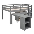 thumbnail image 4 of Bellemave Low Loft Bed with Movable Desk and Storage, Wood Twin Size Loft Bed with Drawers and Bookcase Shelf, Loft Bed with Cabinet for  Teen Bedroom（Gray), 4 of 8