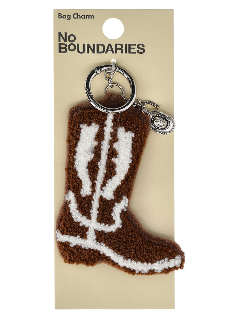 No Boundaries Women's Plush Cowboy Boot Bag Charm, Brown - Walmart.com