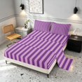 thumbnail image 2 of Manfei Geometric Stripe Queen Sheets,Contemporary Minimalist Queen Sheet Sets, Purple Light Purple, Reversible 4-Piece1 Flat Sheet + 1 Fitted Sheet + 2 Pillowcases, 2 of 6