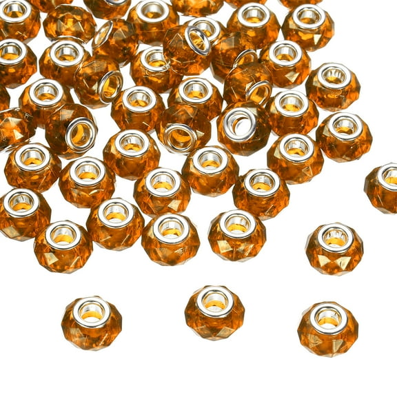 Uxcell 50Pcs 14mm Large Hole Glass Beads Champagne for DIY Jewelry Making and Craft Projects