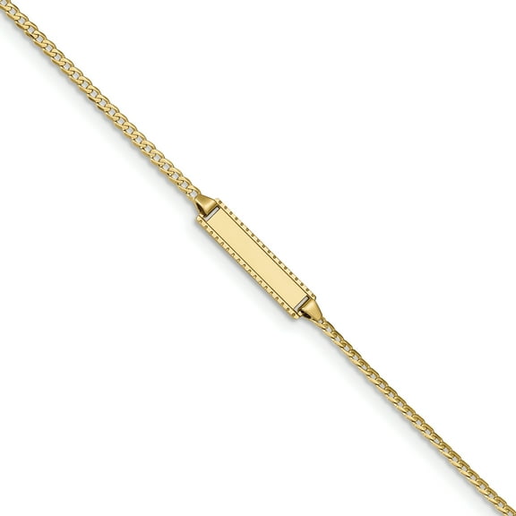 Primal Gold 10 Karat Yellow Gold Flat Curb Link ID Bracelet