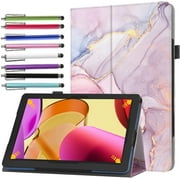 elitegadget Case for Samsung Galaxy Tab A9 Plus 11 Inch 2023, Slim Lightweight Folio Stand Cover PU Leather Case + 1 Stylus for Samsung Tablet A9+ 11" Inch (SM-X210/X216/X218) (Pink Marble)