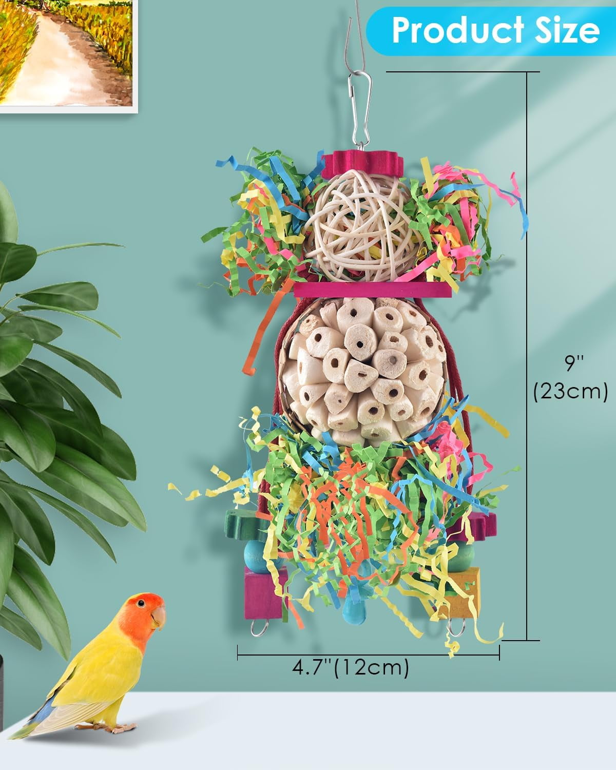Bird Parrot Foraging Shredder Hanging Toys with Sola Balls and Pacifier