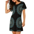 thumbnail image 2 of Naloa Mandala Print Women Nightgowns,Womens Loungewear,Short Sleeve Sleepwear,Comfy Ladies Nightdress, 2 of 6