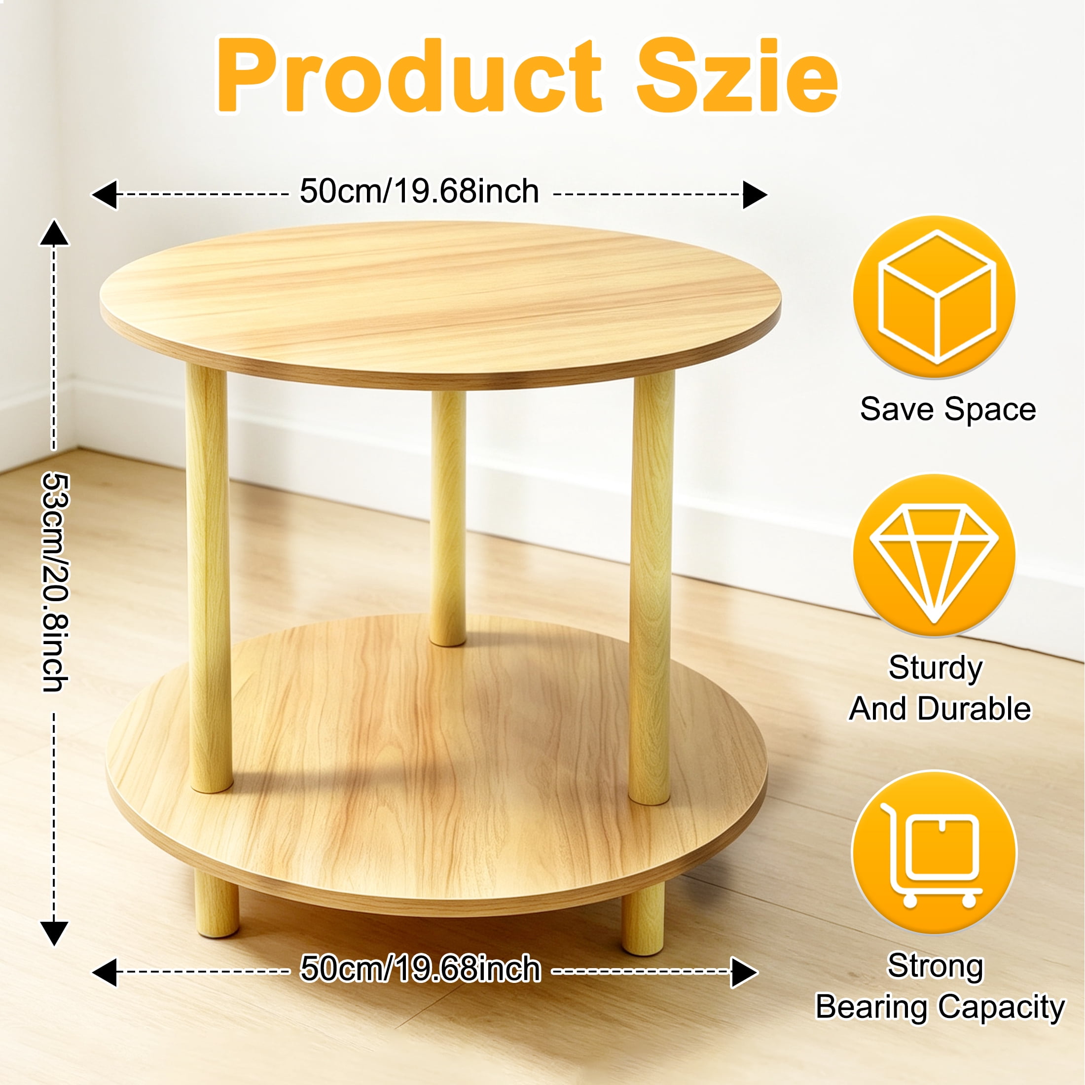 2-Tier Round End Table, Small Side Table For Living Room, Round Corner Table for Small Spaces, Living Room, Bedroom