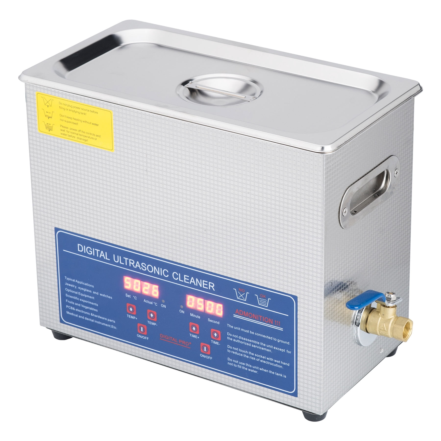 Stainless Steel 110V Ultrasonic Cleaner 1.6 Gal. (6L) w/ Heater & Digital Timer