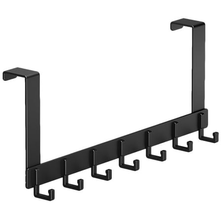 

Space Aluminum Home Storage and Finishing Door with 7 Hooks behind Towel Coat The Hangers up Carbon Steel
