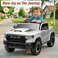 thumbnail image 5 of Ram Ride on Car Toys, 12V RAM 1500 Battery Powered Ride on Toy Truck with Remote Control, Electric Car for Kids Girls 3-5 w/ Bluetooth, Rear Storage Trunk, Safety Belt, 4 Wheelers, White, 5 of 9