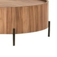 thumbnail image 4 of Benjara 39 Inch Round Drum Coffee Table, Black Iron Tripod Legs, Natural Brown Wood, 4 of 10