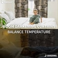 thumbnail image 3 of Brown Stone Wall Blackout Curtains for Bedroom, Vintage Country Rocks Brick Pattern Thermal Insulated Kitchen Drapes with Grommets, Light Blocking Window Treatment, 2 Panels 52" x 72", 3 of 7