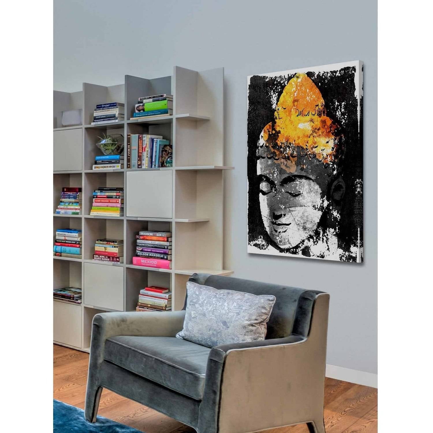 Marmont Hill "Buddha Black Gold" by Rick Martin Painting Print on Wrapped Canvas