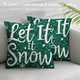 thumbnail image 3 of Shiartex  Green Christmas Throw Pillow Covers Let It Snow Pillow Covers Snowflake Throw Pillows Rustic Winter Holiday Xmas Decor for Couch White, 3 of 5