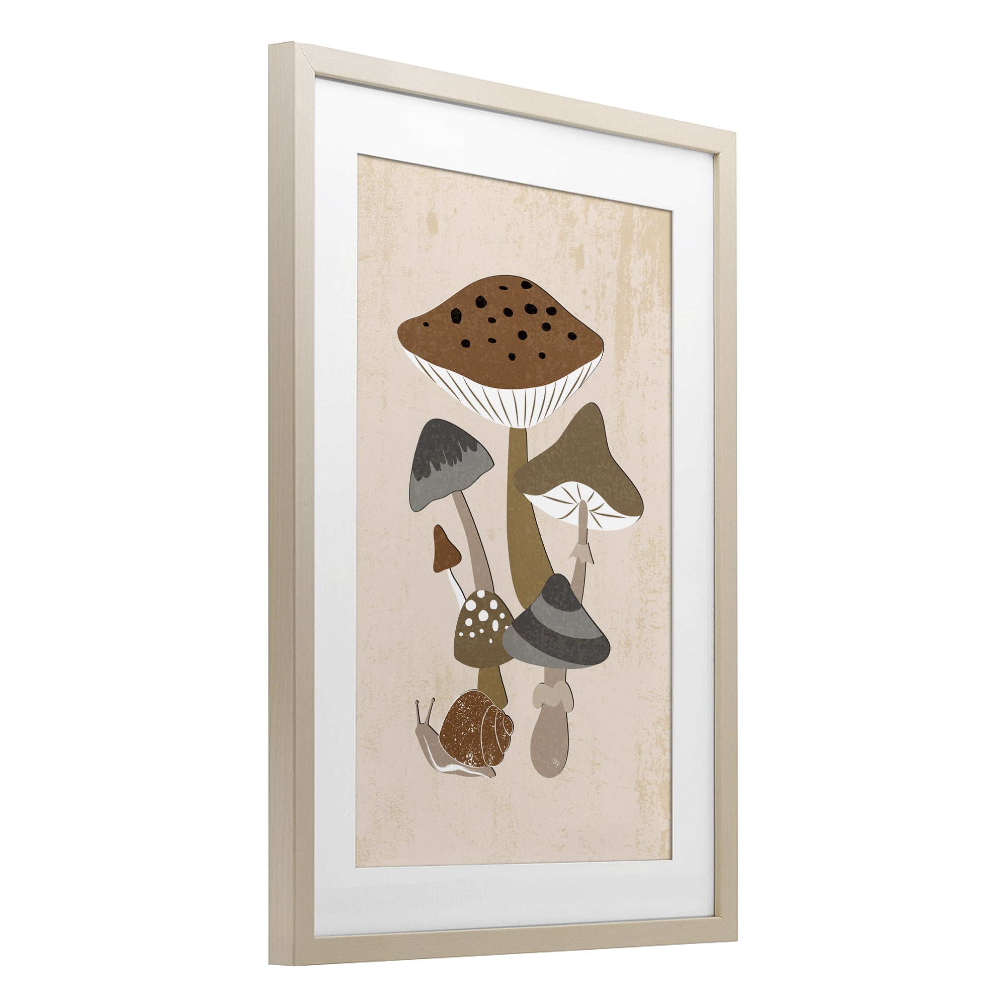 Stupell Industries Earthy Fungi Mushrooms & Snail Birch Framed Print Under Glass, design by Martina Pavlova