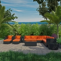 Modway Cohesion 11 Piece Outdoor Patio Sectional Set in Espresso Orange