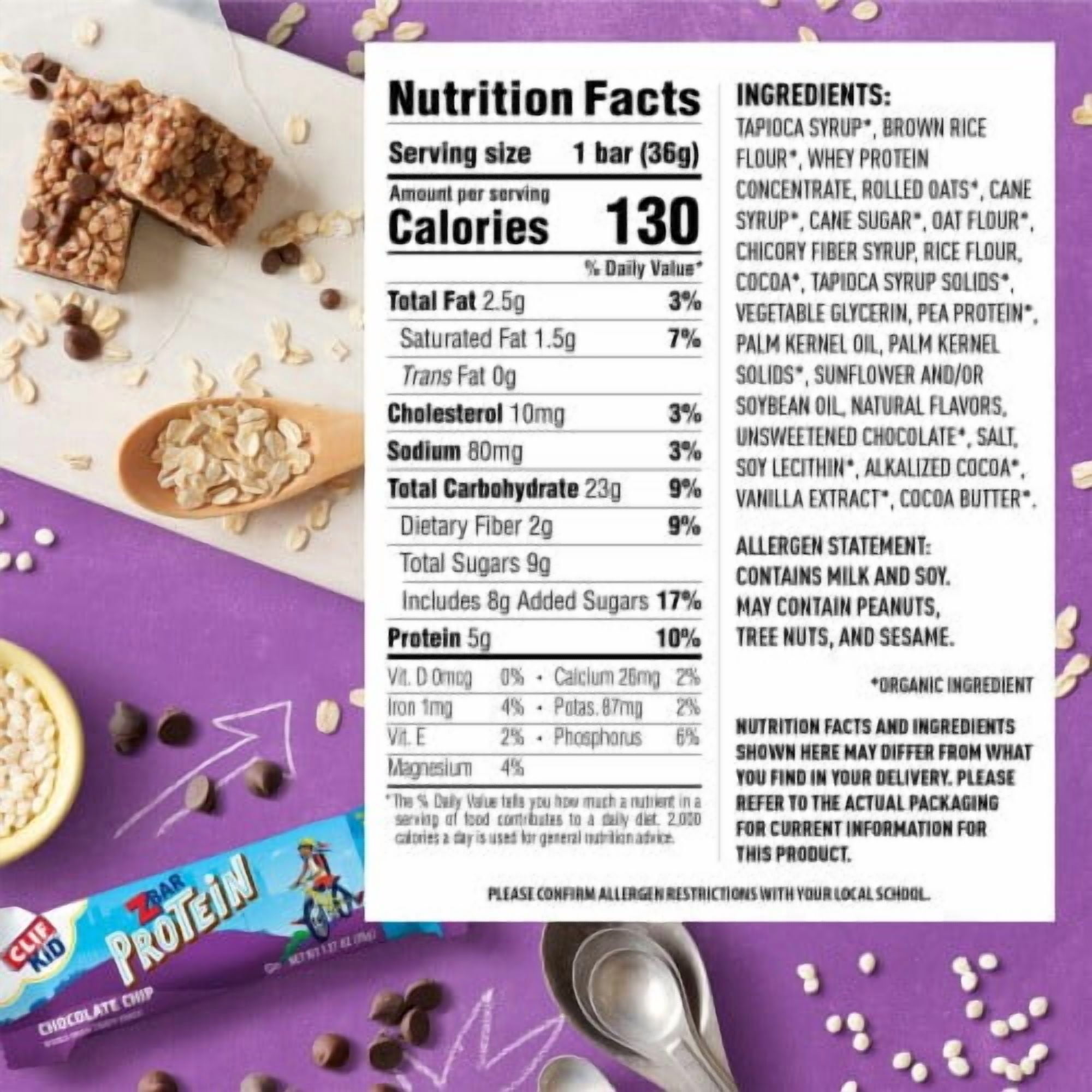 2X-Clif Kid Zbar Protein Chocolate Chip Crispy Snack Bars - 6.35 oz
