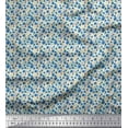 thumbnail image 1 of Soimoi Blue Cotton Voile Fabric Leaves,Insect & Floral Printed Fabric 1 Yard 56 Inch Wide, 1 of 1