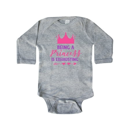

Inktastic Being A Princess Is Exhausting Crown Arrow Gift Baby Girl Long Sleeve Bodysuit