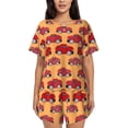 thumbnail image 1 of KLL Ensemble de Pyjama Imprimé Voitures Rouges pour Femmes Manches Courtes Vêtements de Nuit Doux 2 Pcs -3TG, 1 of 6