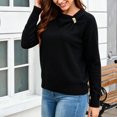 thumbnail image 6 of IUYRTFE Women Round Neck Solid Color Knit Sweater Loose Fit Long Sleeve Pullover Top for Fall Winter Casual Wear, 6 of 9