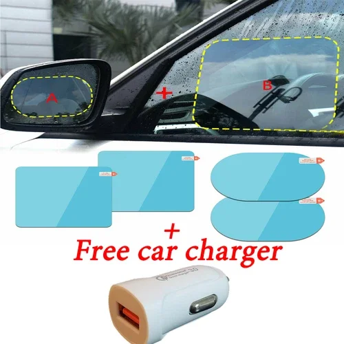 4Pcs Car Rainproof Rearview Mirror Sticker Anti Protective Film   Car Charger