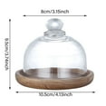 thumbnail image 3 of Mini Glass Butter Dish, Round Wood Base Cover, 1 Count 4.1 x 3.7 Inch, Clear Cloche Dessert Stand For Serving Cheese Cupcake Muffin Kitchen Counter Display, 3 of 9