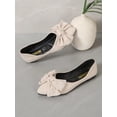 thumbnail image 4 of Elegant Black Flats For Women, Bow Decor Point Toe Faux Suede Ballet Flats, 4 of 4