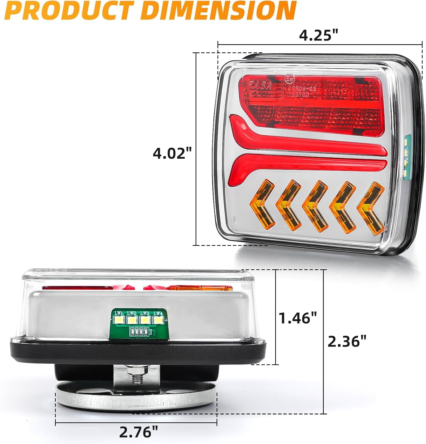 Magnetic Wireless Tail Lights Kit for Trailer,Led Trailer Rear Lights,12-24V LED Tow Lights Kit with Turn Signals,Rechargeable Towing Light with Powerful Suction Base for Trucks,Boat,RV,Vehicle