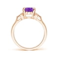 thumbnail image 2 of ANGARA Natural 1.15 Ct. Amethyst with Diamond Side Stones Ring in 14K Rose Gold for Women (Ring Size: 4), 2 of 7