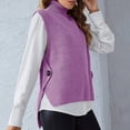 thumbnail image 2 of Tank Tops For Women Ladies' Solid Color Knit Turtleneck Pullover Loose Sleeveless Vest Camisole Tops For Women, 2 of 5