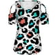 thumbnail image 4 of Fiudx Ofertas de La Semana Moda Mujer Verano Manga Corta Sin Tirantes Estampados Tops Camiseta Suelta, 4 of 4