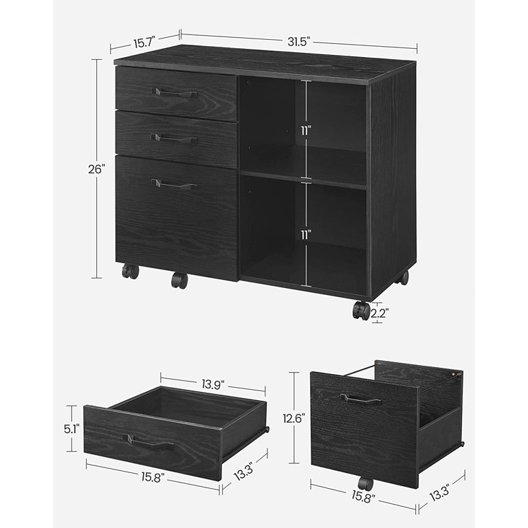 Global Pronex Black Wood Mobile Printer Stand with Drawers for A4/Letter/Legal  Size File Folders - ShopStyle Storage Benches