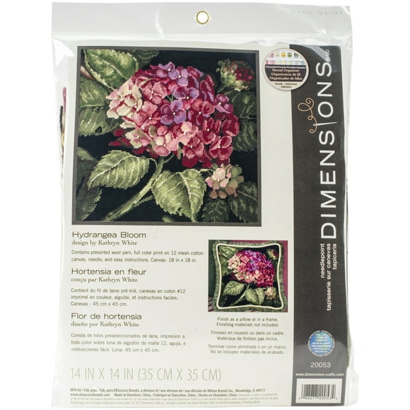 Hydrangea Bloom Needlepoint Kit-14"X14" Stitched In Wool