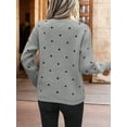 thumbnail image 6 of Women'S Polka Dots Sweaters Long Sleeve Round Neck Knitted Pullover Tops Gray XL, 6 of 7