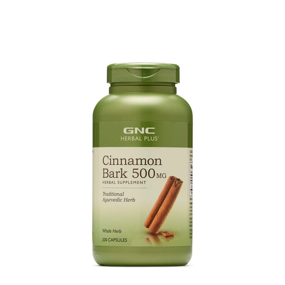 GNC Herbal Plus Cinnamon Bark 500mg Supplement, Traditional Ayurvedic Herb, 200 Servings