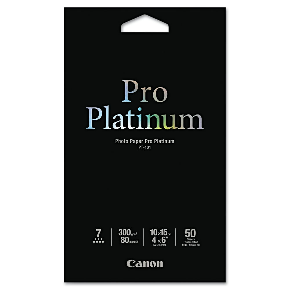 Canon Photo Paper Pro Platinum, 11.8 mil, 4 x 6, HighGloss White, 50
