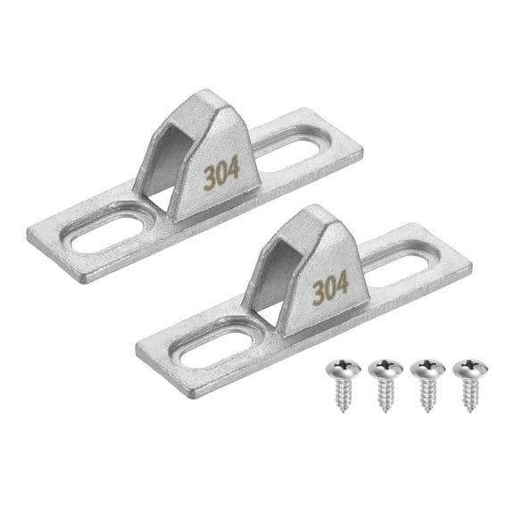 2Pcs Sliding Door Keeper 2.4"x0.7" 304 Stainless Steel Sliding Door Lock, Silver