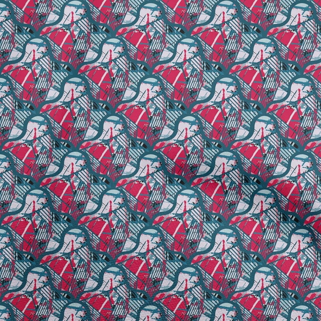 oneOone Polyester Lycra Red Fabric Abstracts Craft Projects Decor Fabric Printed By The Yard 56 Inch Wide