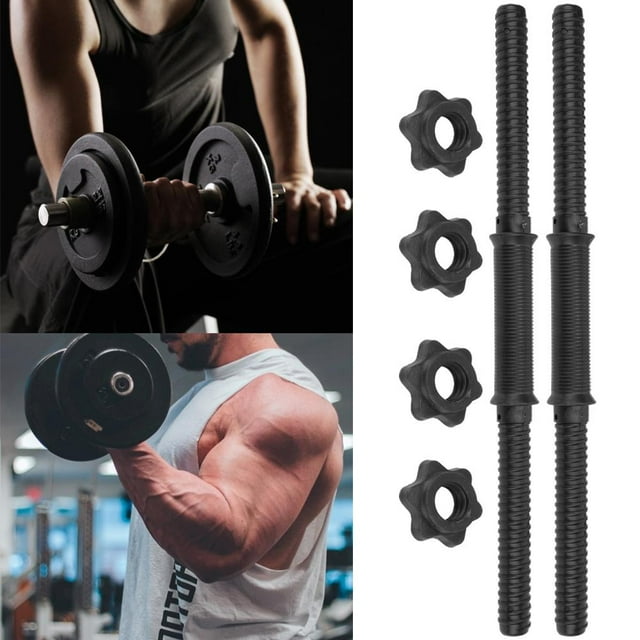 POCREATION Spinlock Collar Bars,Dumbbell Bars,(2Pcs/Set) Gym Home Training Dumbbell Bars Weight Lifting Handles with 4 Spinlock Collar