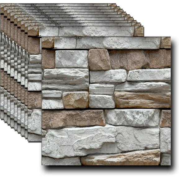3D Wall Panels Peel and Stick 10PCS 3D Brick Faux Stone Wall Panel Foam Brick Self-Adhesive Waterproof Self Adhesive Decorative PVC Wall Panels Living Room Wall11.8inX11.8in