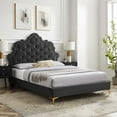 thumbnail image 2 of Modway Sasha Button-Tufted Performance Velvet Queen Bed in Charcoal, 2 of 5