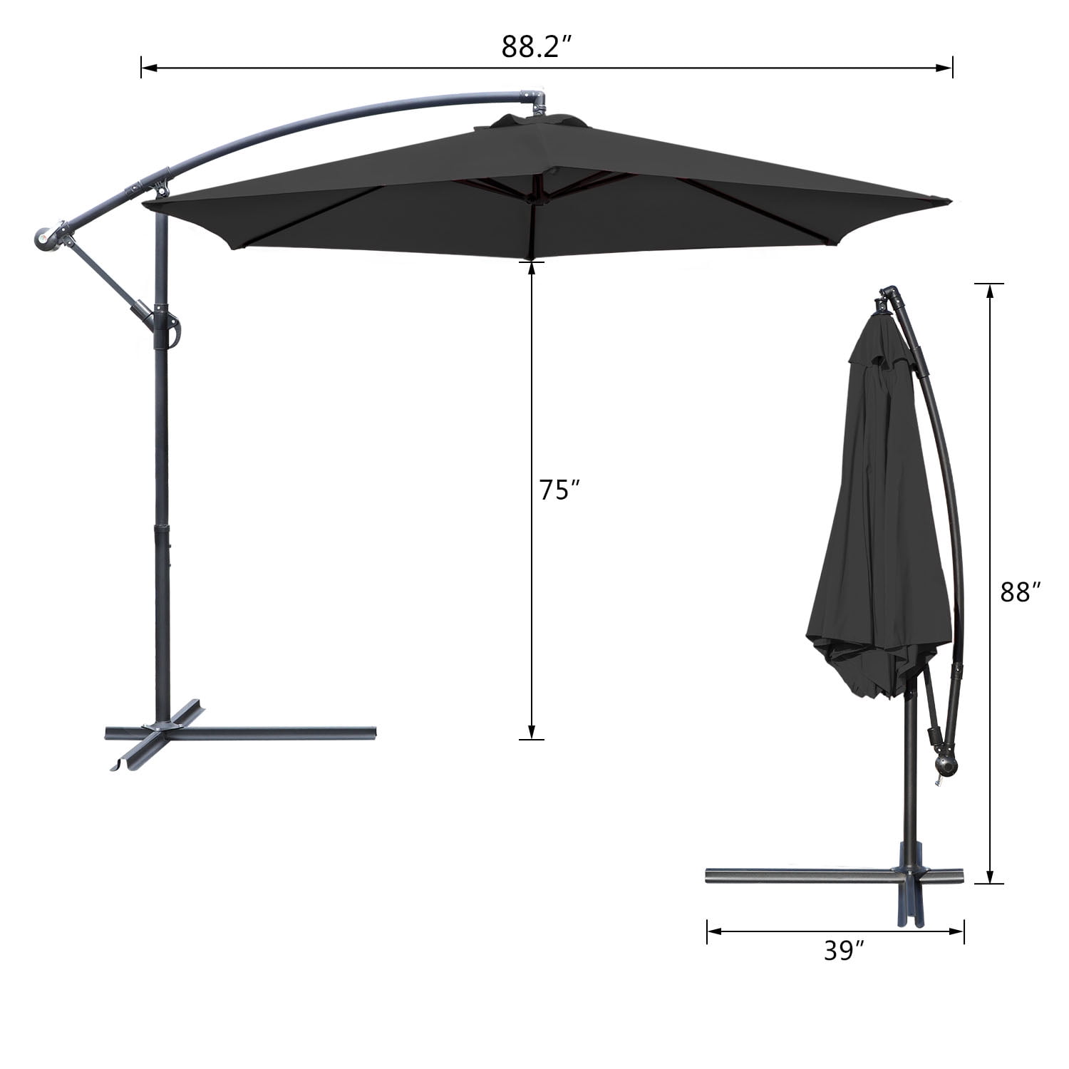 Lacoo10-Foot Offset Hanging Polyester Market Outdoor Patio Umbrella with Steel Frame and Easy Tilt,Black