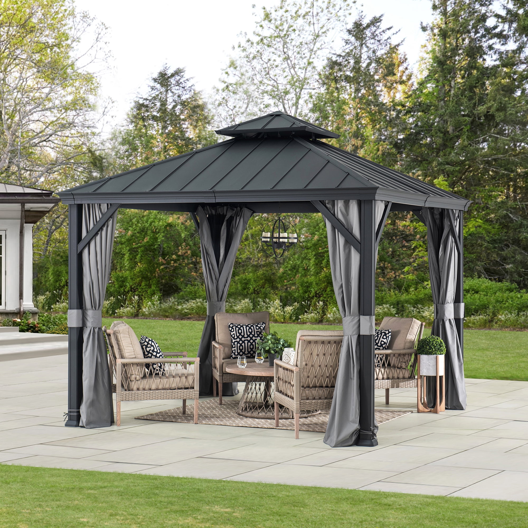 Sunjoy 10 ft. x 10 ft. Outdoor Gazebo with 2-tier Hardtop Roof
