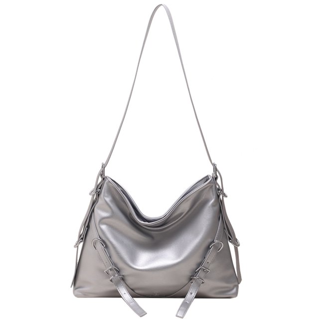 Bolso bandolera de cuero PU Moda Bolso de hombro simple Regalo de cumpleaños para niña (Plata) Likrtyny Para Estrenar